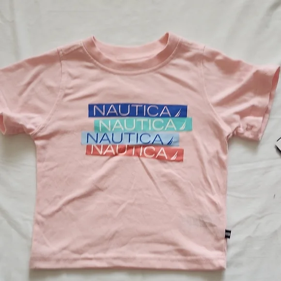 Nautica Baby Pink Tee and Striped Shorts Set - Picture 4 of 11